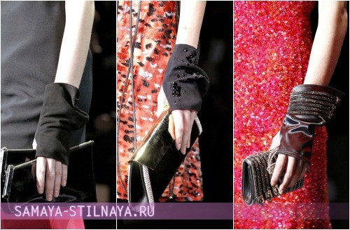 Модные кожаные перчатки без пальцев Осень-Зима 2012-2013 от Giorgio Armani