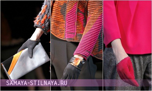 Перчатки кожаные женские ультракороткие – коллекция Giorgio Armani Осень-Зима 2012-2013
