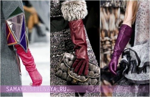 Модные расцветки кожаных перчаток – на фото модели Chanel, Nina Ricci, Roberto Cavalli Осень-Зима 2012-2013