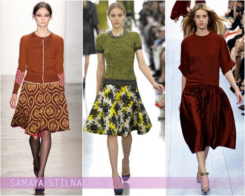 Пышные юбки-трапеции в коллекциях Осень-Зима 2012-2013 от Sophi Theallet, Erdem, Chloe