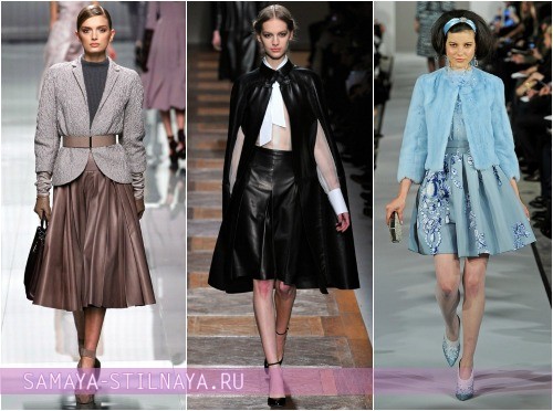 Модные пышные юбки с чем носить, на фото модели Christian Dior, Valentino, Oscar de la Renta