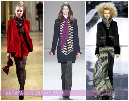 Модные легкие шарфы сезона Осень-Зима 2012-2013 – на фото модели Alexis Mabille, Nicole Miller и Badgley Mischka