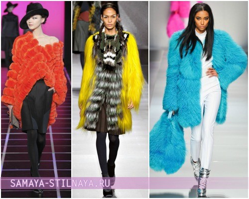 Модные яркие шубы 2012-2013 – на фото модели Giorgio Armani, Fendi, Blumarine