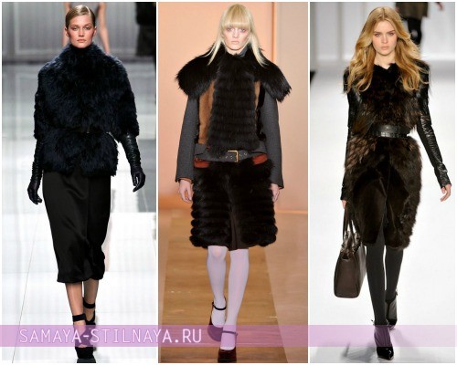 С чем носить шубы зимой 2012-2013 – на фото модели Christian Dior, Marni и J. Mendel