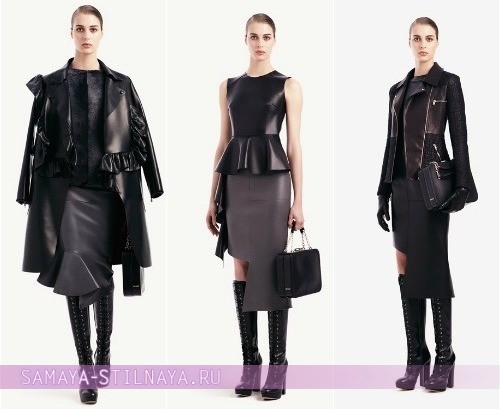 Модные асимметричные кожаные юбки от Bally