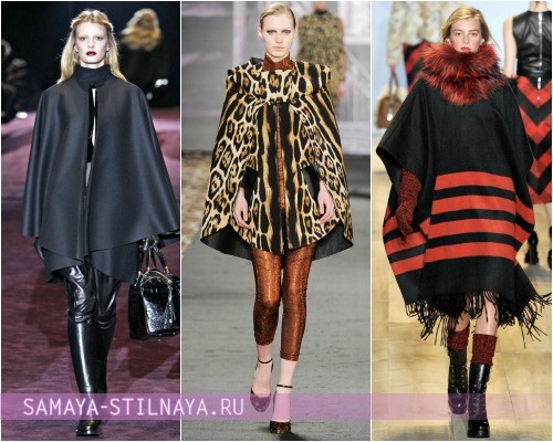 С чем носить модное пончо – на фото модели Gucci, Just Cavalli, Michael Kors