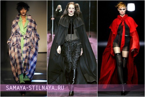 С чем носить длинное пончо – на фото модели Vivienne Westwood, Gucci, John Galliano