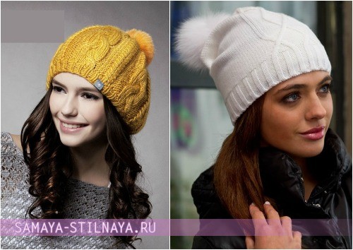 Модные вязаные шапки 2012-2013 с косами