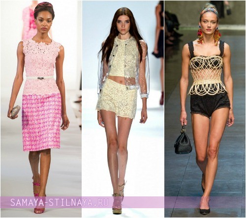 Кружевные топы лето 2013 от Oscar de la Renta, Charlotte Ronson и Dolce & Gabbana