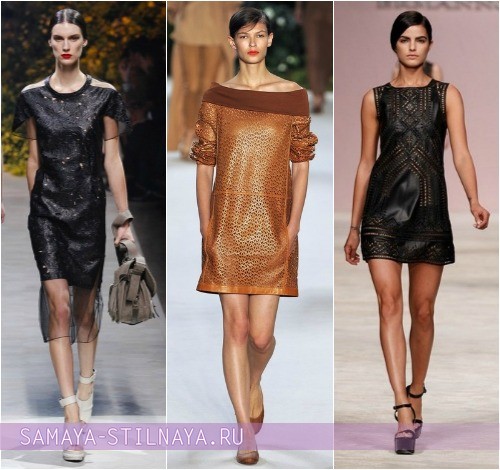Платья из перфорированной кожи, на фото модели Loewe, Akris, Ermanno Scervino