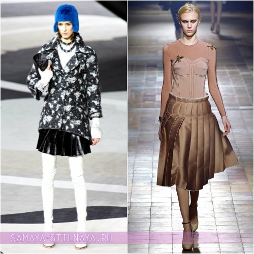 Модные наряды с юбкой плиссе фото, примеры моделей Chanel и Lanvin