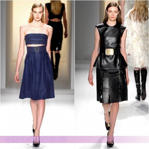 С чем сейчас модно носить плиссированную юбку, на фото коллекция Calvin Klein