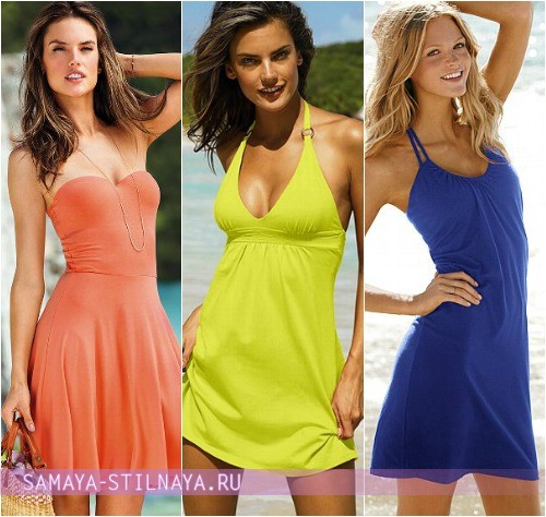 Яркие пляжные платья-туники фото