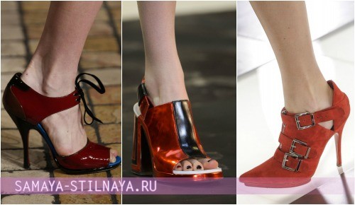 Красные и оранжевые цвета осенней обуви 2013