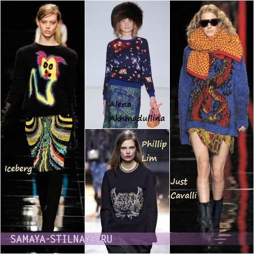 Яркие узоры модных женских свитеров 2013-2014