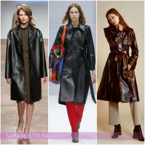 Модели кожаных пальто в коллекциях Осень-Зима 2016-2017 фото